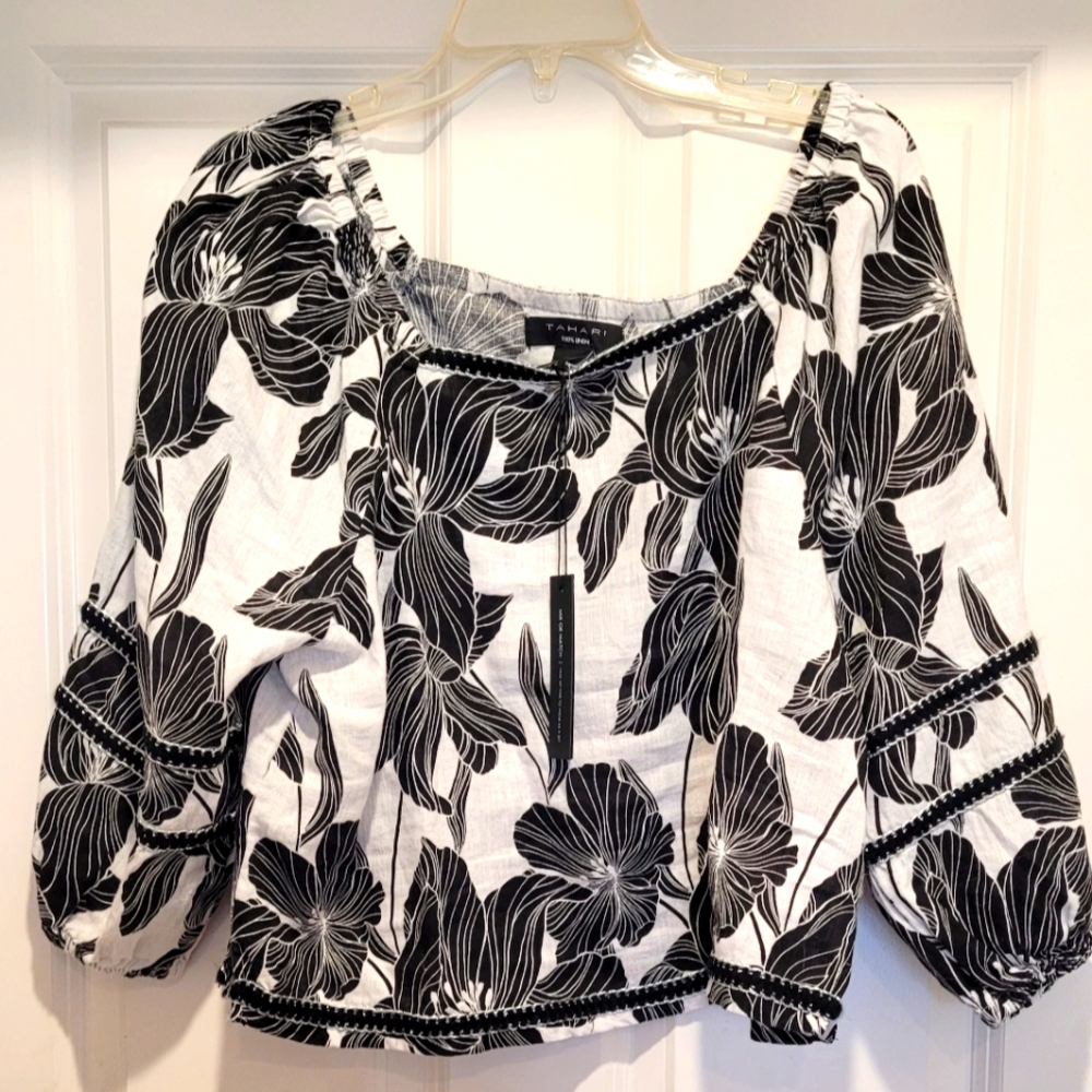Tahari Linen Top, Size L